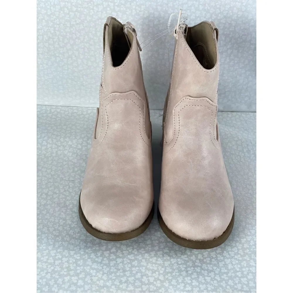 JellyPop Girls 12M Kacey Boots - Blush Color with Glitter Cutout Design